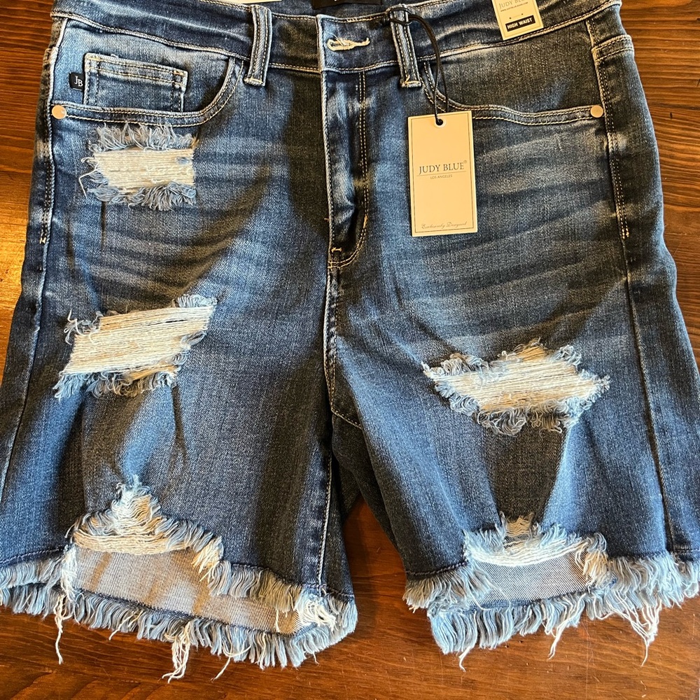 Judy Blue Women's Distressed Denim Shorts - Blue